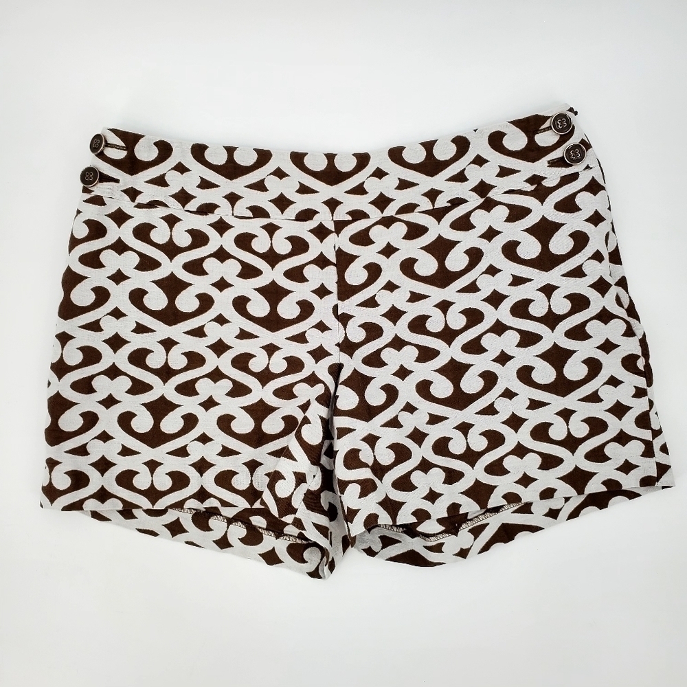 Ann Taylo Loft Women's Button Detail Brown White Shorts